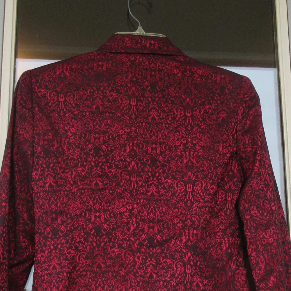 Last Chance NWT VINTAGE red & black print with shimmer blazer - Picture 9 of 16
